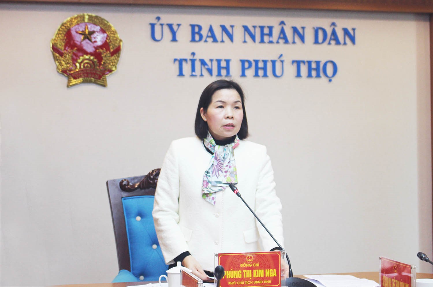 Phó Chủ tịch UBND tỉnh Phùng Thị Kim Nga chủ trì cuộc họp